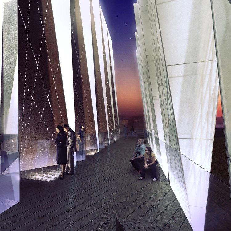 Rendered view of the gathering and contemplation space
