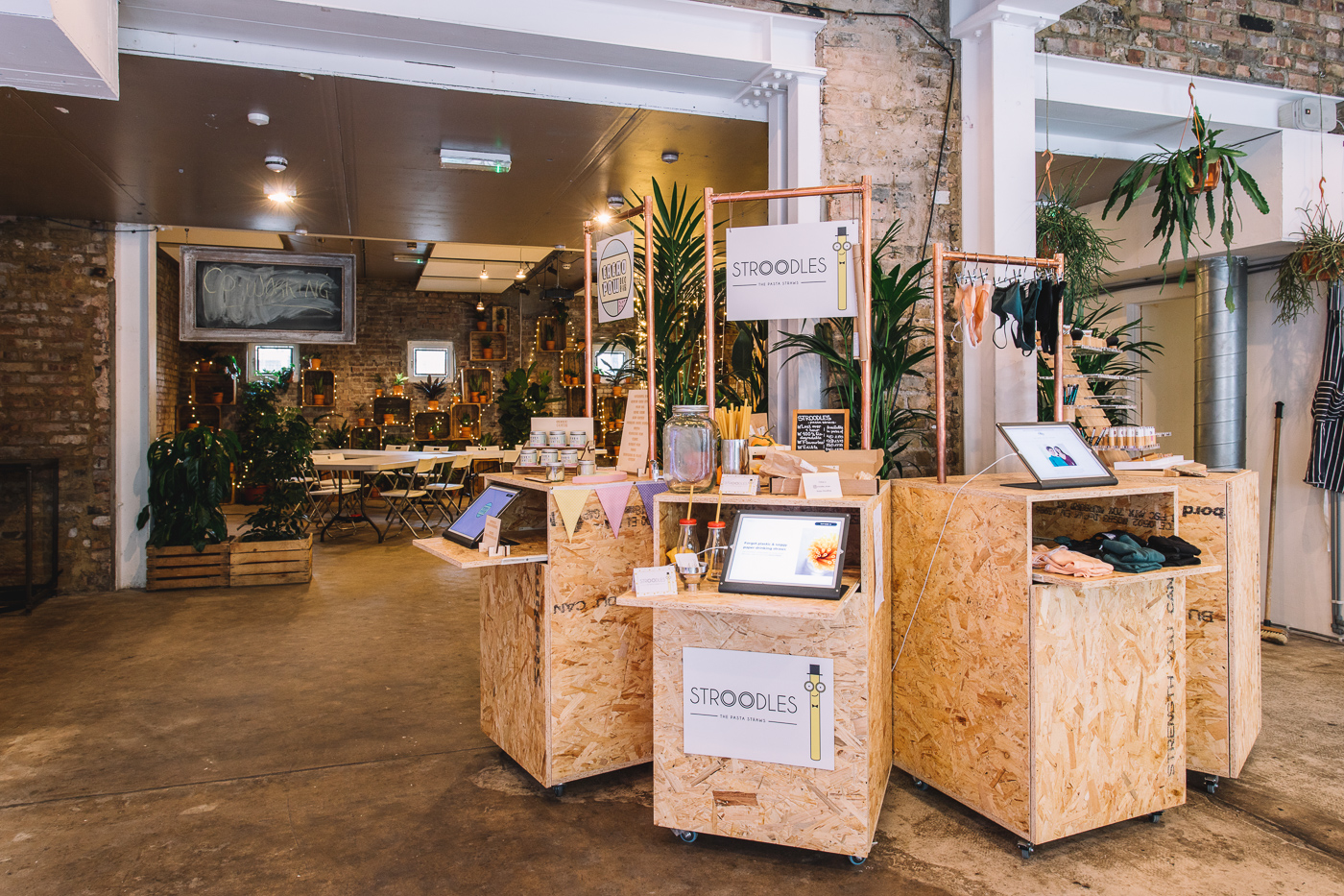 Crowdfunded commercial market stalls in the converted ground floor and basement space