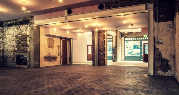 Completed ground floor commercial space opening onto Bethnal Green Road